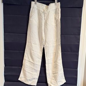 Athleta Women's White 100% Linen Wide Leg Pants
